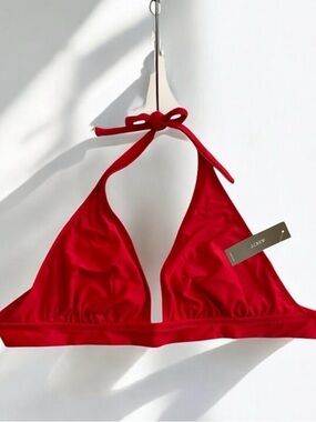 NWT - J Crew - Red Halter Style Adjustable Bikini Top, Size SMALL